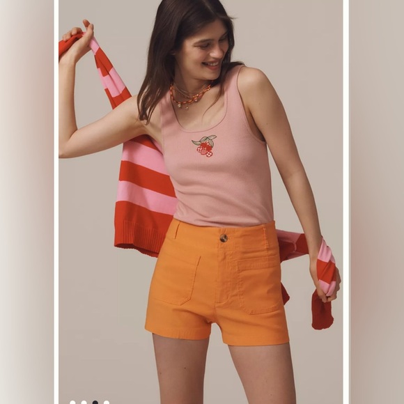 Maeve by Anthropologie The Colette Shorts Linen Blend Copper Size 32 - Picture 1 of 7